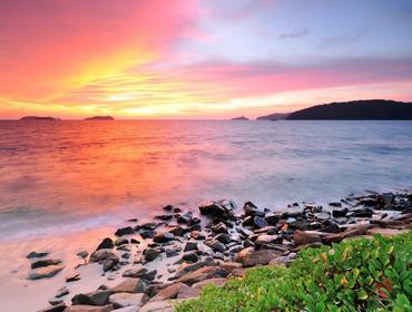 Sunset at the beach in Kota Kinabalu